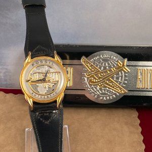 Your Passport thru Time Vintage Fossil Watch Old 3-D Sculpted 1920's Bi-Plane